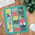 2024 Year Monthly Calendar Modern Photo Collage Mouse Pad<br><div class="desc">This personalised 2024 year monthly calendar mousepad has a mid-century modern geometric look with asymmetrical colour blocks and cut-out paper style typography. Use the easy templates to add six of your favourite photos (horizontal work best, but all shapes will automatically adjust to fit the frames). This vibrant, ultra-mod calendar will...</div>