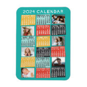 2024 Year Monthly Calendar Photo Collage Modern Magnet (Vertical)