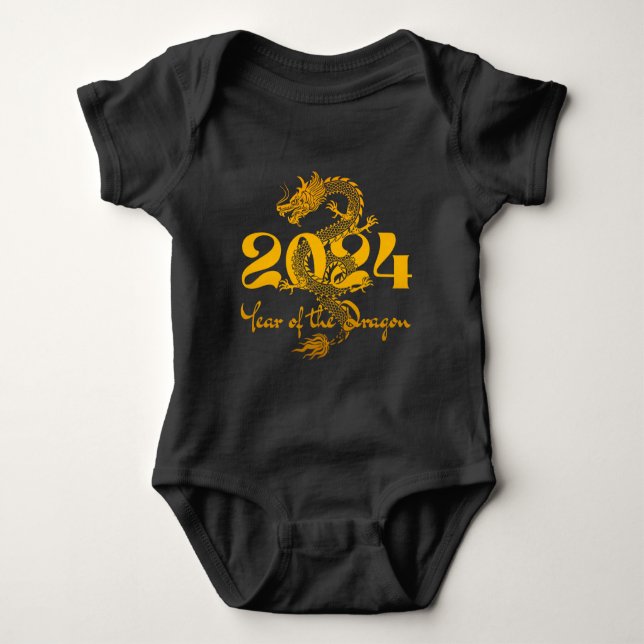 2024 Year of the Dragon Chinese New Year Baby Bodysuit (Front)