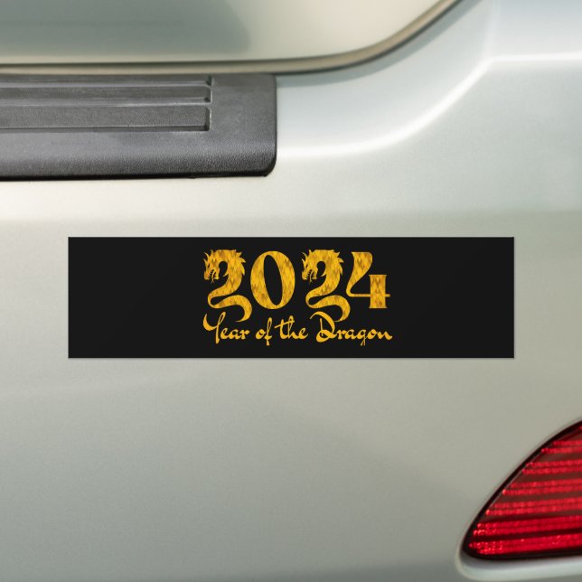2024 YEAR OF THE DRAGON GOLD BUMPER STICKER (On Car)