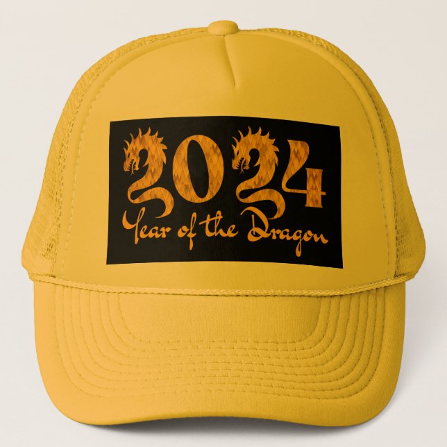 2024 YEAR OF THE DRAGON GOLD TRUCKER HAT (Front)