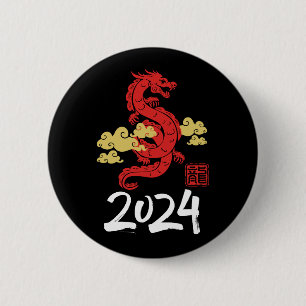 2024 Year of the Dragon Happy New Year 6 Cm Round Badge
