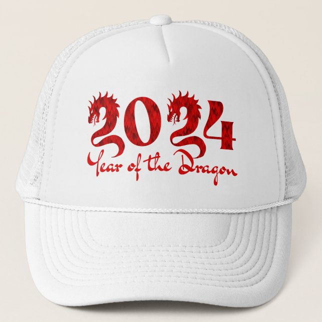 2024 YEAR OF THE DRAGON RED TRUCKER HAT (Front)