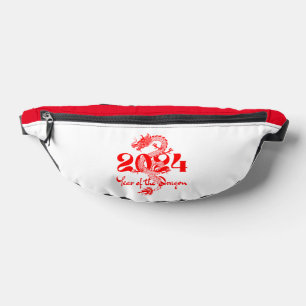 2024 Year Of The Dragon White Red Bum Bags