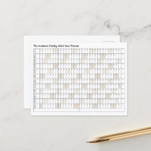2024 Year Planner Family Name Office Calendar Postcard