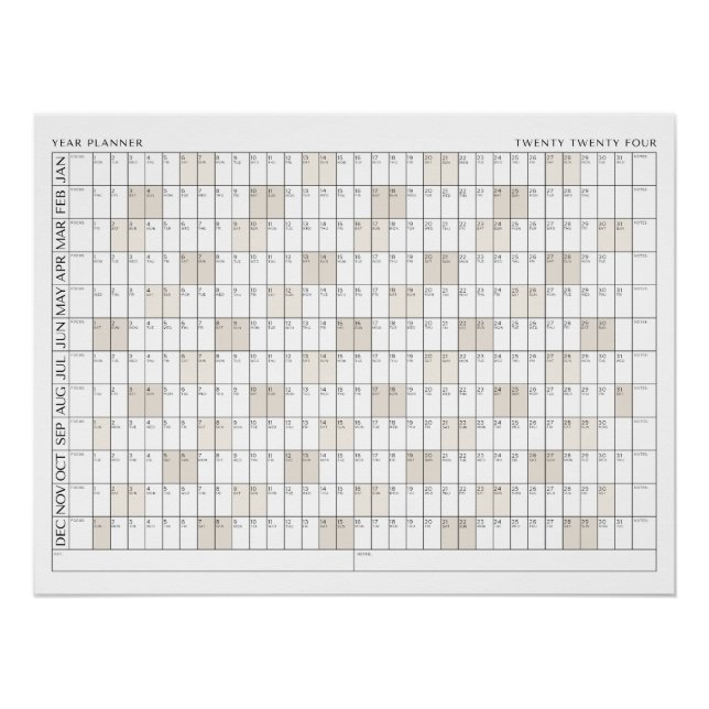 2024 Year Planner Office Organisation Calendar Poster (Front)