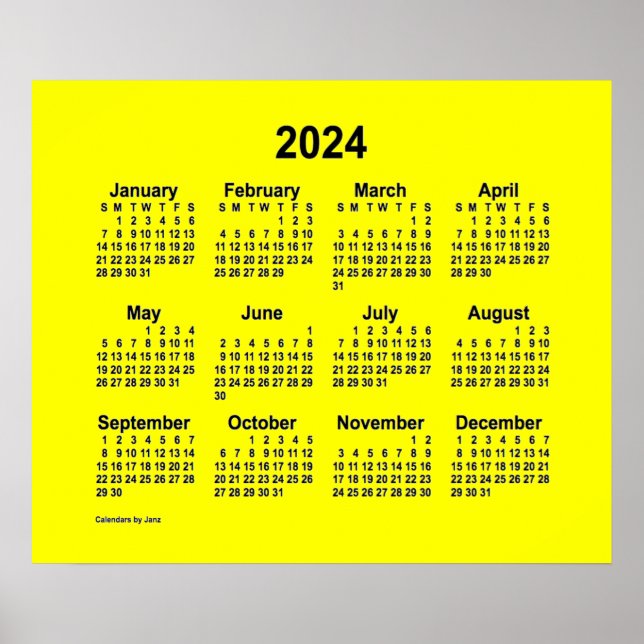 2024 Yellow Calendar by Janz Print (Front)
