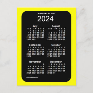 2024 Yellow Neon 6 Month Mini Calendar by Janz Postcard