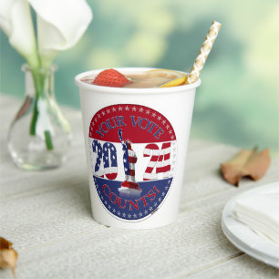 2024 Your Vote Counts Statue of Liberty USA Flag Paper Cups