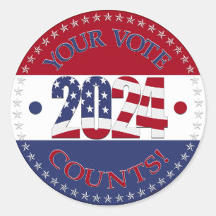 2024 Your Vote Counts USA Flag Classic Round Sticker