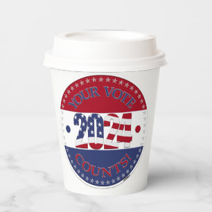 2024 Your Vote Counts USA Flag Paper Cups