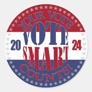 2024 Your Vote Counts Vote Smart Classic Round Sticker