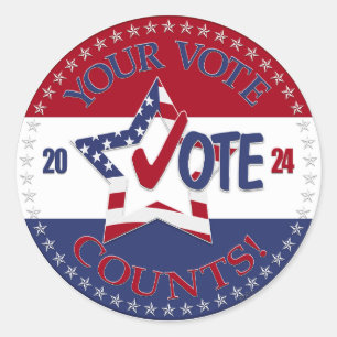 2024 Your Vote Counts Vote Star Classic Round Sticker