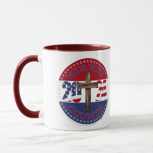 2024 Your Vote Counts with Cross 2024 USA Flag Mug
