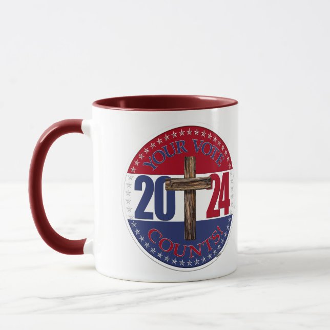 2024 Your Vote Counts with Cross Mug (Left)