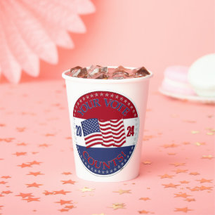 2024 Your Vote Counts with USA Flag Paper Cups