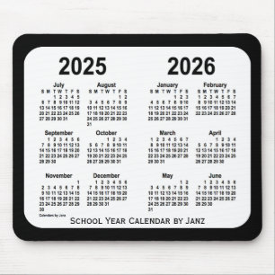 2025-2026 Black and White School Calendar by Janz Mouse Pad