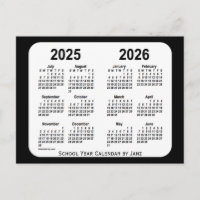 2025-2026 Black and White School Calendar by Janz