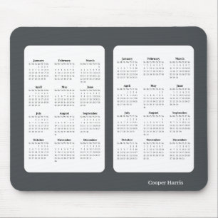 2025–2026 Black & White Calendar Mouse Pad