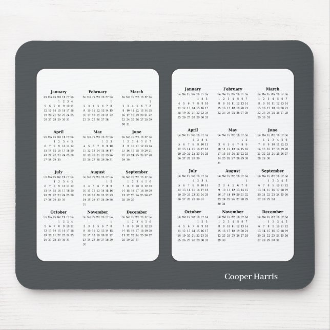 2025–2026 Black & White Calendar Mouse Pad (Front)