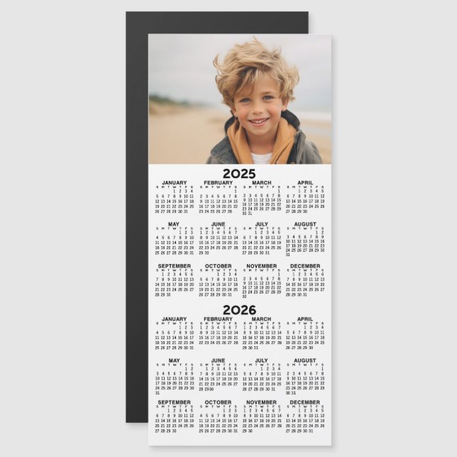 2025 2026 Calendar with Photo 2 Year Magnetic Card (Front/Back)