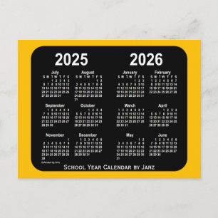 2025-2026 Gold Neon Mini School Calendar by Janz Postcard