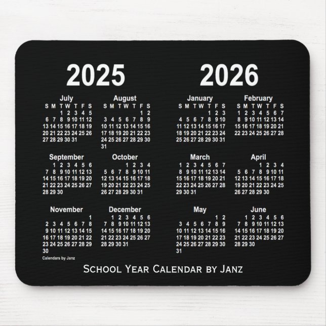 2025-2026 Neon White School Calendar by Janz Mouse Pad (Front)
