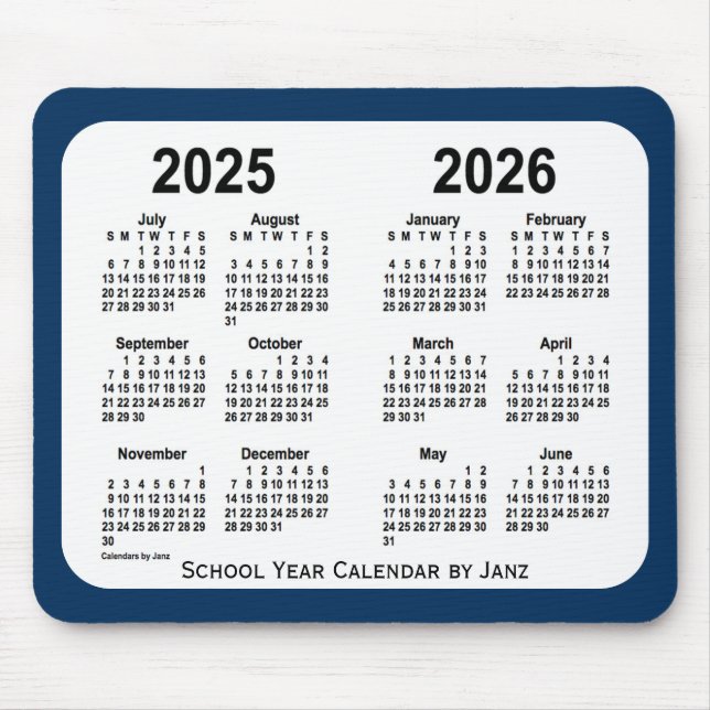 2025-2026 Police Box Blue School Calendar by Janz Mouse Pad (Front)