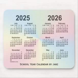 2025-2026 Rainbow Cloud School Calendar by Janz Mouse Pad