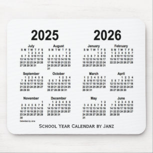 2025-2026 White School Calendar by Janz Mouse Pad