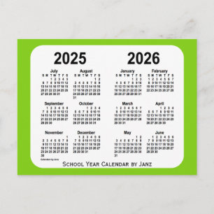 2025-2026 Yellow Green School Calendar by Janz Postcard