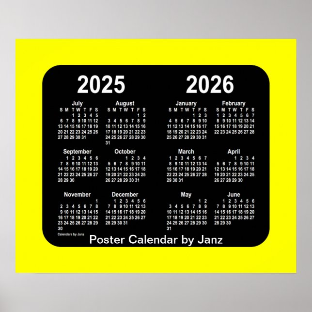2025-2026 Yellow Neon School Year Calendar by Janz Poster (Front)