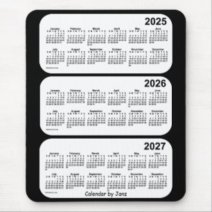 2025-2027 Black and White 3 Year Calendar by Janz Mouse Pad