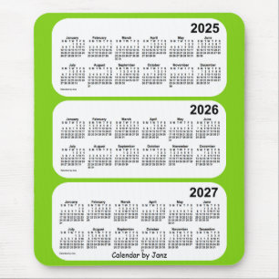 2025-2027 Yellow Green 3 Year Calendar by Janz Mouse Pad