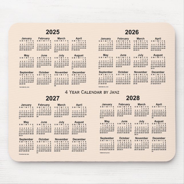 2025-2028 Antique White 4 Year Calendar by Janz Mouse Pad (Front)