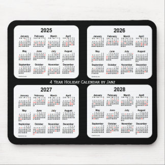 2025-2028 Black and White Holiday Calendar by Janz Mouse Pad