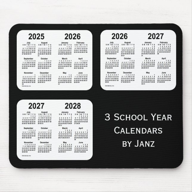 2025-2028 Black Neon School Year Calendars by Janz Mouse Pad (Front)