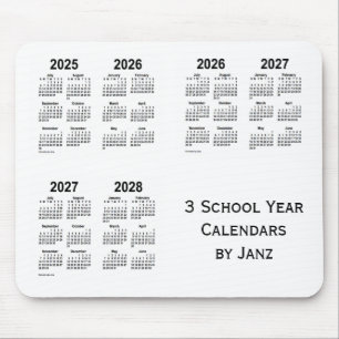 2025-2028 White 3 School Year Calendars by Janz Mouse Pad