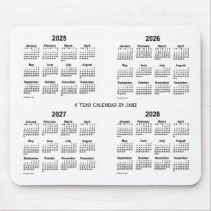 2025-2028 White 4 Year Calendar by Janz Mouse Pad
