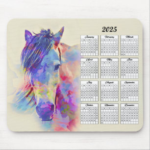 2025 Abstract Horse Calendar Mouse Pad