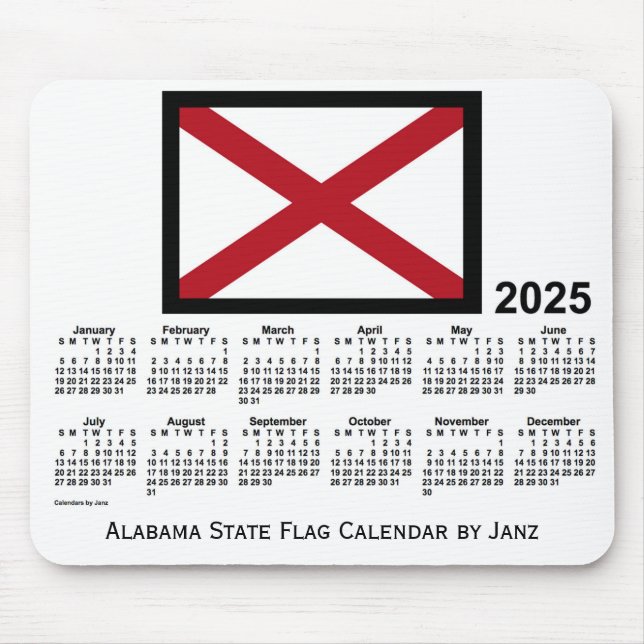 2025 Alabama State Flag Calendar by Janz Mouse Pad (Front)
