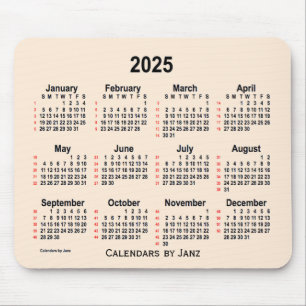 2025 Antique White 52 Weeks Calendar by Janz Mouse Pad