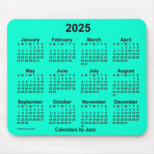 2025 Aquamarine Calendar by Janz Mouse Pad (Front)