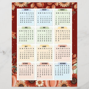 2025 Autumn Blooms Calendar– Year-at-a-Glance Flyer