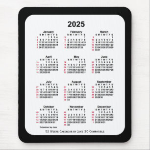 2025 Black 52 Weeks ISO Calendar by Janz Two Tone Mouse Pad
