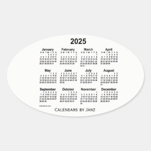 2025 Black and White Calendar by Janz Oval Sticker