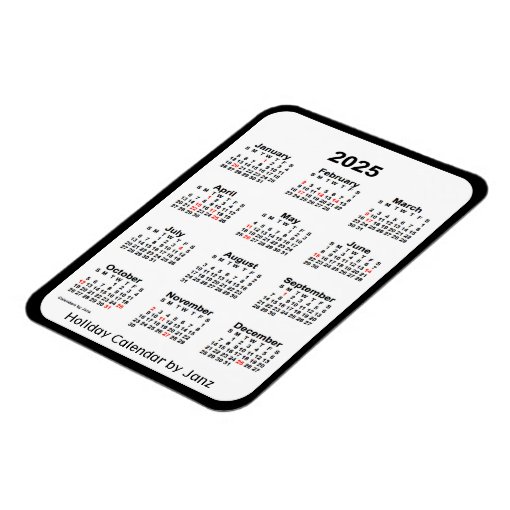 2025 Black Holiday Calendar by Janz Magnet | Zazzle