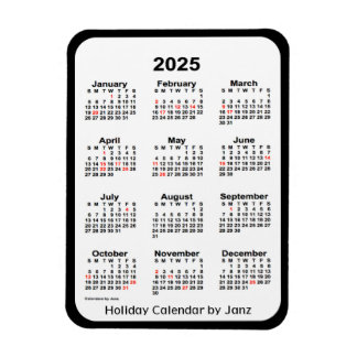 2025 Black Holiday Calendar by Janz Magnet