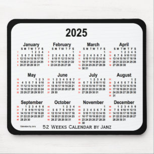 2025 Black Two Tone 52 Weeks Calendar by Janz Mouse Pad