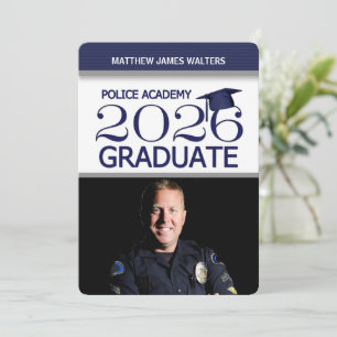 2025 Blue Photo Police Academy Graduation Invitation
